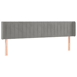 Maison Chic Tête de lit scandinave avec oreilles,meuble de chambre Gris clair 163x16x78/88 cm Velours -MN41174