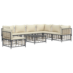 Avis Maison Chic Salon de jardin 8 pcs + coussins - Mobilier/Meubles de jardin - Table et chaises d'extérieur anthracite résine tressée -MN32743