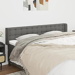 Maison Chic Tête de lit scandinave avec oreilles,meuble de chambre Gris foncé 163x16x78/88 cm Tissu -MN93950