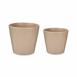 Ibergarden Set de pots 2 Pièces Ø 22 cm Ø 28 cm Beige Argile