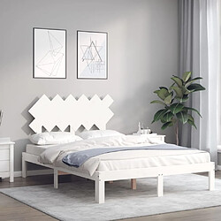 Avis Maison Chic Cadre/structure de lit avec tête de lit pour adulte - Lit Moderne Chambre blanc 120x200 cm bois massif -MN33827