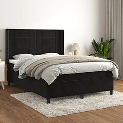 Maison Chic Lit adulte- Lit + matelas,Sommier à lattes de lit avec matelas Noir 140x190 cm Velours -GKD67141