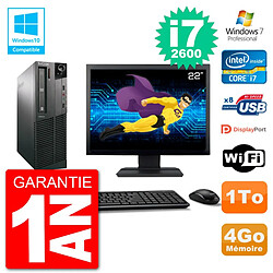 PC Lenovo M82 SFF Ecran 22" i7-2600 RAM 4Go Disque 1To Graveur DVD Wifi W7 - Occasion