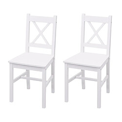 Decoshop26 Lot de 2 chaises de cuisine design rustique en bois de pin blanc 04_0007353