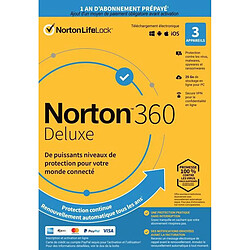 Symantec Norton Logiciel Norton Antivirus Lifelock 360 Deluxe 2022 | 3 postes |