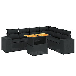 Maison Chic Ensemble Tables et chaises d'extérieur 7pcs avec coussins,Salon de jardin noir résine tressée -GKD270209