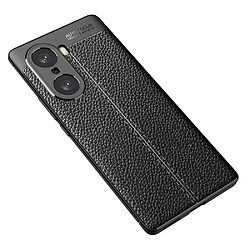 Coque en TPU antichoc, souple, texture litchi, anti-empreintes digitales noir pour votre Honor 60