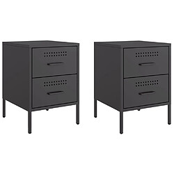 vidaXL Tables de chevet 2 pcs noir 36x39x50,5 cm acier