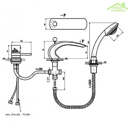 Rav Mitigeur baignoire en chrome thermostatique 3 trous avec inverseur