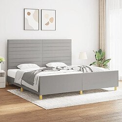 Maison Chic Lit adulte - Cadre Structure de lit avec tête de lit Contemporain Gris clair 200x200 cm Tissu -MN98967