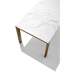 Inside 75 Table extensible 10 couverts EMINENCE 230 cm pieds noyer plateau céramique blanc pas cher