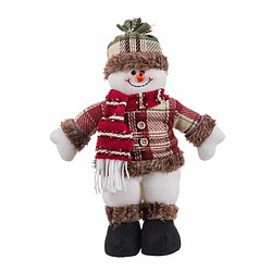 BigBuy Christmas Décorations de Noël Multicouleur Métal Tissu Bonhomme de Neige 33 cm