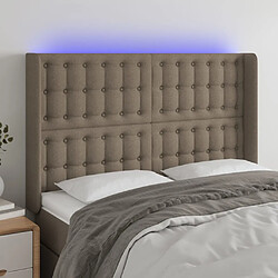 vidaXL Tête de lit à LED Taupe 147x16x118/128 cm Tissu