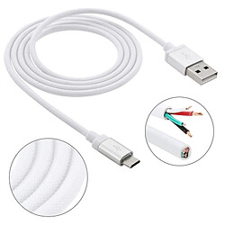 Wewoo Câble blanc pour Samsung Galaxy S6 / S5 / S IV, LG, HTC, Longueur: 1m Net Style Haute Qualité Métal Tête Micro USB vers USB Données / de Charge