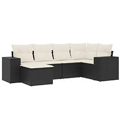 vidaXL Salon de jardin 6 pcs avec coussins noir résine tressée