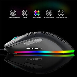 Avis Universal HXSJ J900 USB Wired Gaming Mouse RVB Gamer Gamer avec six DPI Honeycomb Hollow Ergonomic réglable