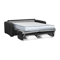 Acheter Vente-Unique Canapé 3 places convertible express en cuir noir matelas 18 cm BEVIS