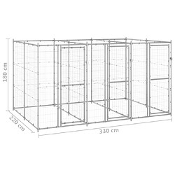 vidaXL Chenil extérieur Acier galvanisé 7,26 m² pas cher