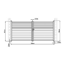 Vente-Unique Portail battant aluminium persienné L355 x H166 cm anthracite - VIAZO pas cher