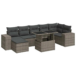 vidaXL Salon de jardin 8 pcs avec coussins gris résine tressée