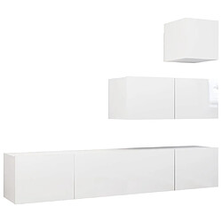 vidaXL Ensemble de meuble TV 4 pcs Blanc brillant Bois d'ingénierie