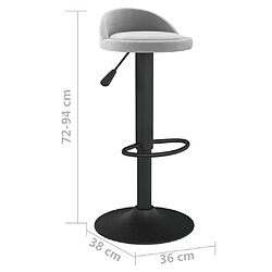 vidaXL Tabourets de bar lot de 2 gris clair velours pas cher