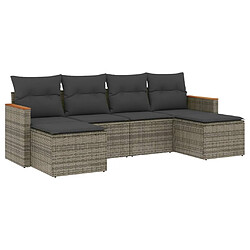 Maison Chic Salon de jardin 6 pcs avec coussins | Ensemble de Table et chaises | Mobilier d'Extérieur gris résine tressée -GKD60299