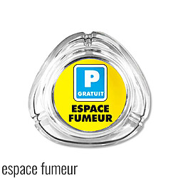 Grand cendrier en verre ovale humour parking gratuit espace fumeur - trois encoches