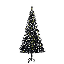 vidaXL Arbre de Noël artificiel pré-éclairé et boules noir 210 cm PVC