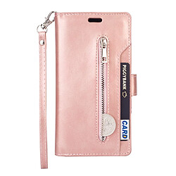 Etui en PU fermeture éclair à plusieurs emplacements avec support or rose pour votre Huawei P40 Lite/Nova 7i/Nova 6 SE