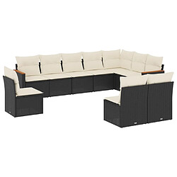 Maison Chic Salon de jardin 10 pcs avec coussins, Ensemble Tables et chaises d'extérieur noir résine tressée -GKD814762