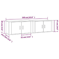 vidaXL Meubles TV muraux 2 pcs blanc brillant 80x34,5x40 cm pas cher