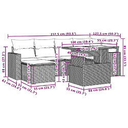 Acheter vidaXL Salon de jardin avec coussins 7 pcs gris clair résine tressée