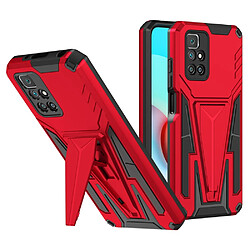 Coque en TPU texture en forme de v, antichoc avec béquille rouge pour votre Xiaomi Redmi 10