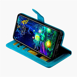 Avis Wewoo Housse Coque Etui à rabat horizontal pour LG V50 / ThinQ 5G Crazy Horse Texture avec porte-carte et emplacements de cartes & Portefeuille et cadre photo Bleu clair