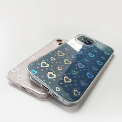 Universal Compatible avec l'étui iPhone 13, Love Clear Holographic Heart Phone Case for Women Kids, Laser Aesthetic Glitter Cover iPhone mignon pas cher