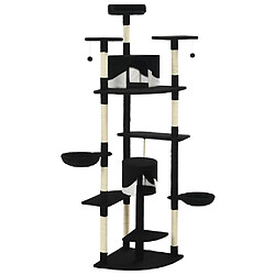 Helloshop26 Arbre à chat griffoir grattoir niche jouet animaux peluché en sisal 203 cm noir et blanc 3702107