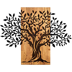 Hanah Home Décoration murale en métal et bois Arbre 72 x 58 cm.