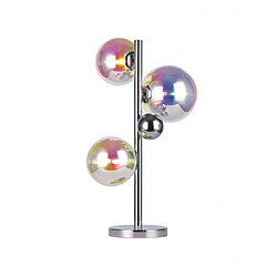 Luminaire Center Lampe de table globe Chrome poli,irisé 3 ampoules 60cm