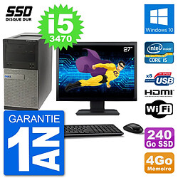 PC Dell 3010 MT Ecran 27" i5-3470 RAM 4Go SSD 240Go HDMI Windows 10 Wifi - Occasion