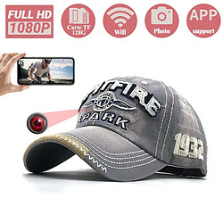 Mini caméra HD 1080P Casquette Gris Chapeau WIFI Support de Téléphone Portable Visionnage à distance Vision nocturne Sport Plein air