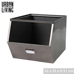 Urban Living Casier de rangement en métal avec étiquette - Gris