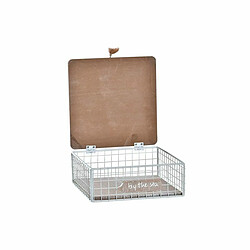 Boîte Décorative DKD Home Decor Blanc Marron Bois Métal Aluminium 16 x 16 x 6 cm