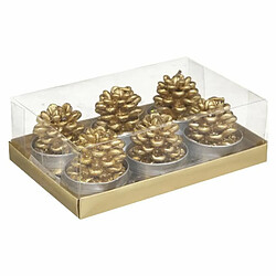 Lot de 6 Bougies Déco Marron Glacé 140g Or