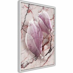 Paris Prix Affiche Murale Encadrée Magnolia on Marble Background 20 x 30 cm Blanc