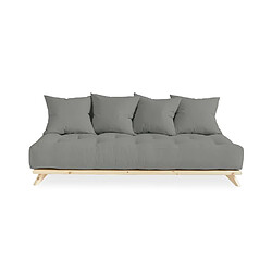 Inside 75 Canapé convertible futon SENZA pin naturel coloris gris couchage 90 cm.