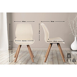 Decoshop26 Lot de 2 chaises de salle à manger en tissu crème style scandinave pieds bois CDS101129