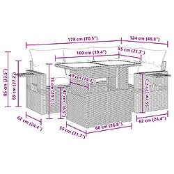 Acheter vidaXL Salon de jardin avec coussins 5 pcs beige résine tressée