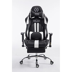 Decoshop26 Fauteuil de bureau gamer avec repose-pieds extensible mécanisme de bascule en PVC noir / blanc 10_0002747