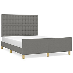 Maison Chic Lit adulte - Cadre Structure de lit avec tête de lit Contemporain Gris foncé 140x190 cm Tissu -MN28145